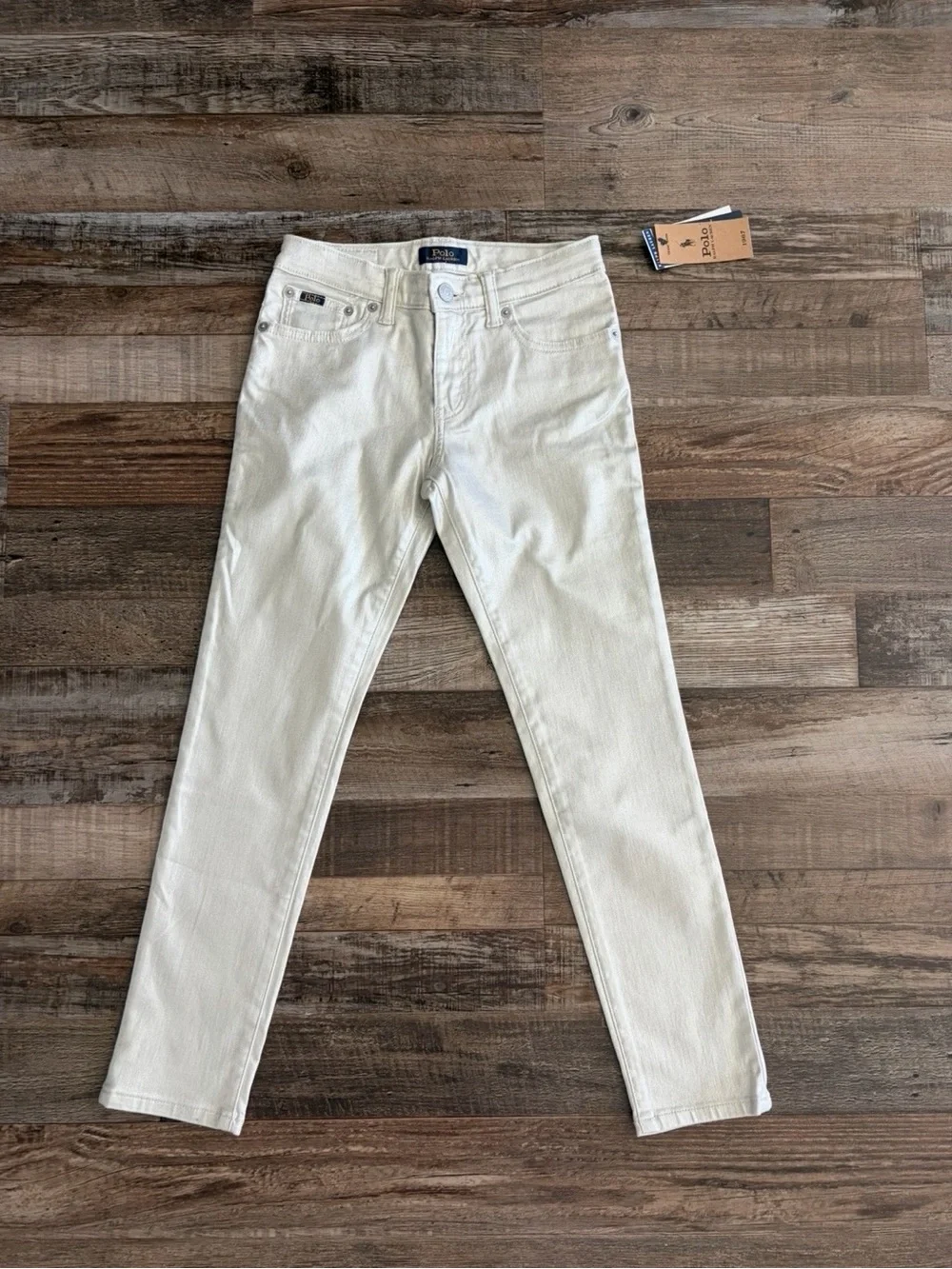 Polo Ralph Lauren The Tompkins Skinny Silver Coated Jeans – Girls Size 10 NWT